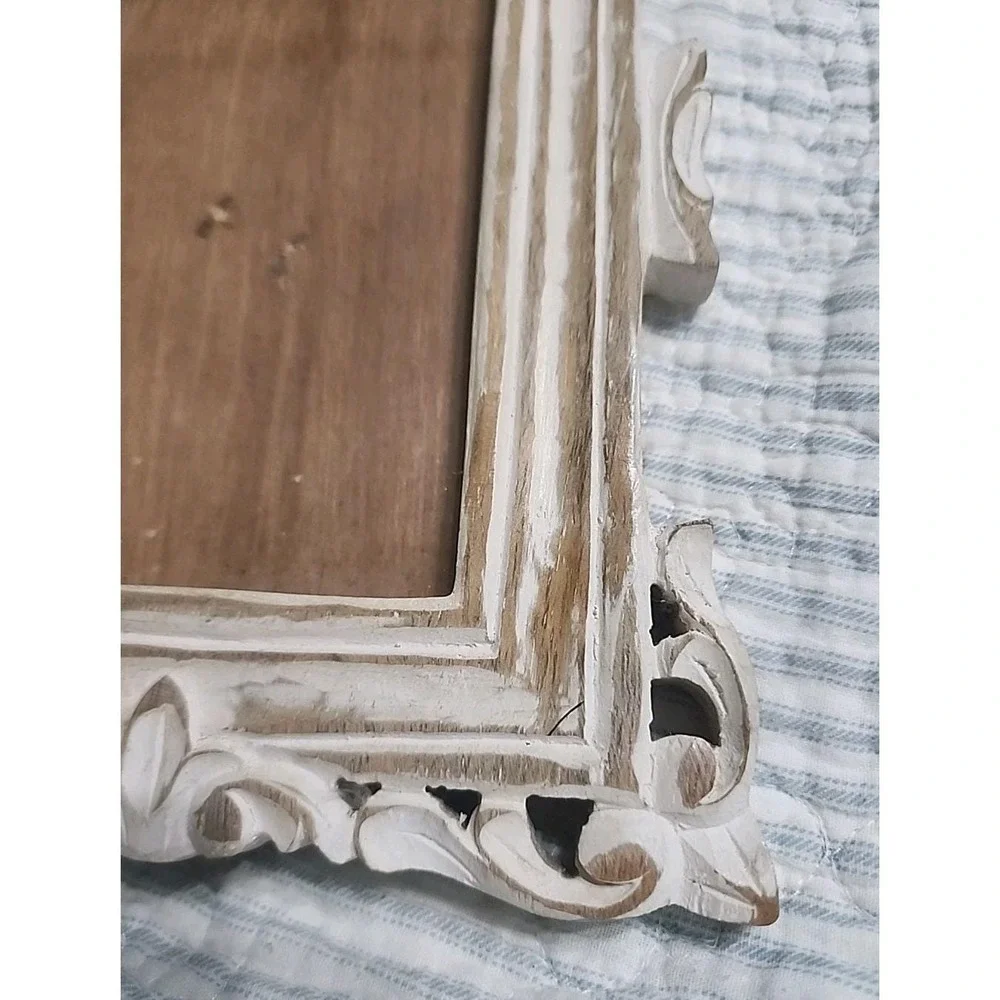 Handcarved Wood‎ 4x6 Photo Frame Made In India Wall Hanging/stand Cottage Core